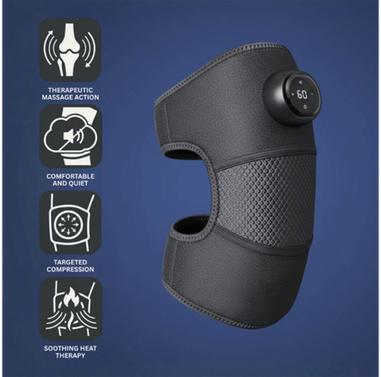 Close‑up of Vita Knee Relieve device showing the control panel and adjustable straps.